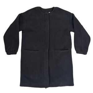 Fabletics Lennon Teddy Fleece Longline Jacket Sherpa‎ Dark Gray Size Small